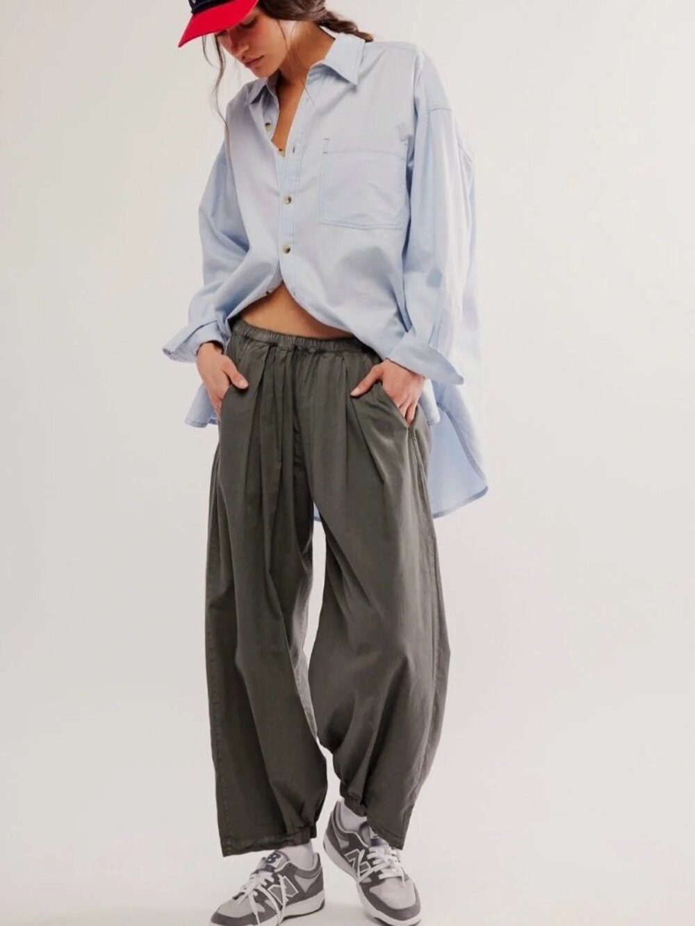 NWT Free People To The Sky Parachute Pants Dried Basil size- LARGE